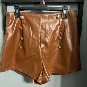 SHEIN Brown Faux Leather Shorts